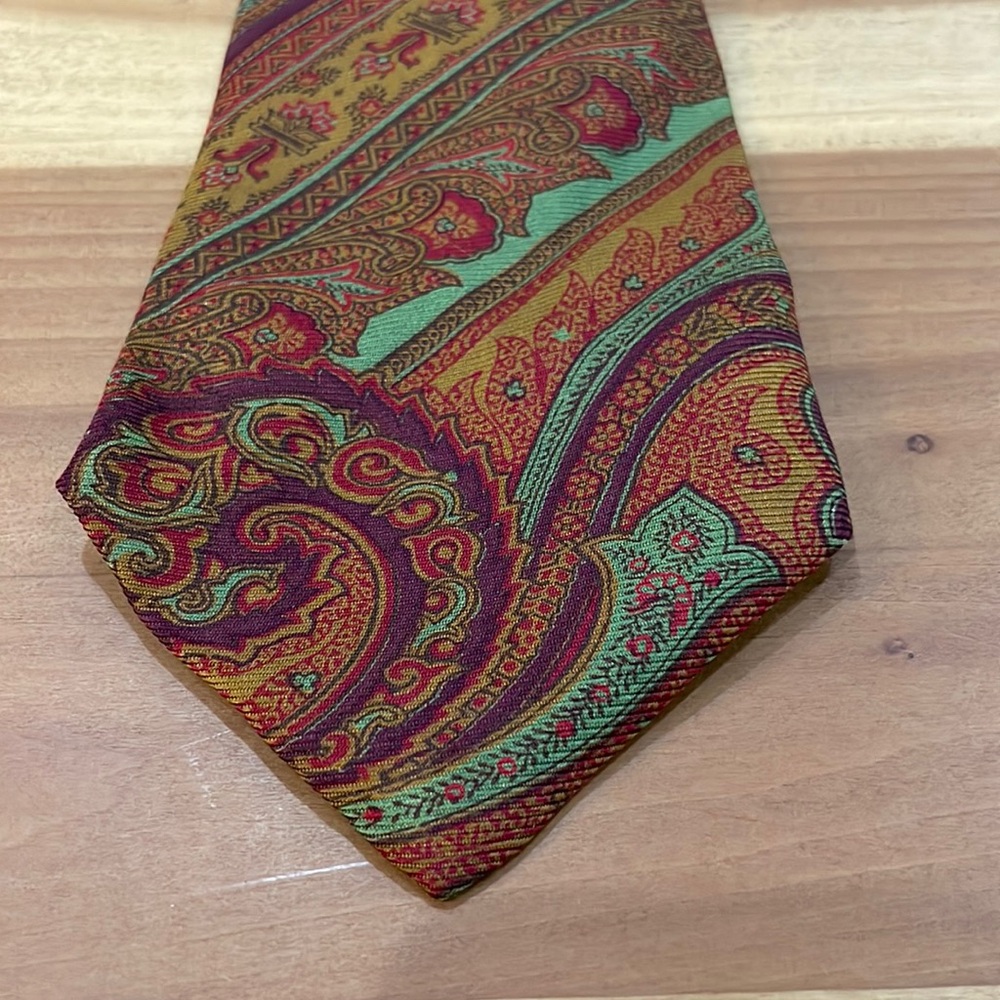 Brindisi Tie paisley pattern with orange, purple, green, red, yellow